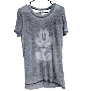 Disney Mickey Mouse T-Shirt Womens Size Medium Gray Short Sleeve Sheer Tee